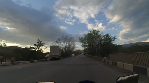 The truck drove off the road