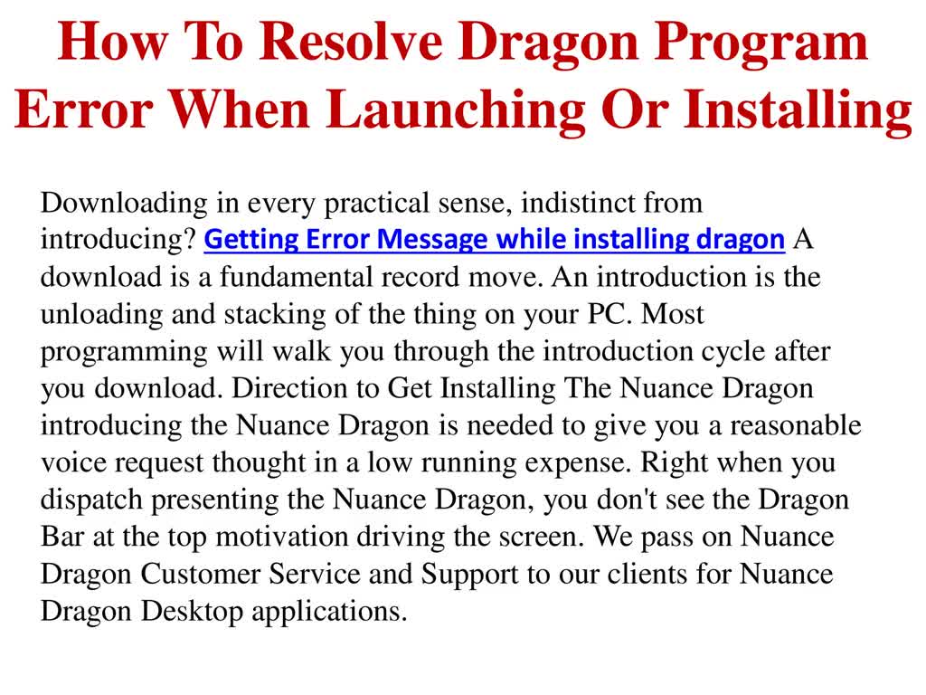 How To Solve Dragon Program Error When Launching Or Installing