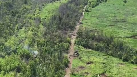 Drone Footage of a Land Mine Blowing Up a Russian Nazi BMP