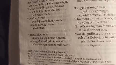 Läser Psalm 91. Örebro 13 Nov. 2021