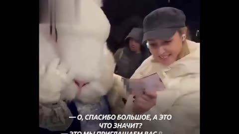 Drunk Russian Man Punches Woman in Bunny