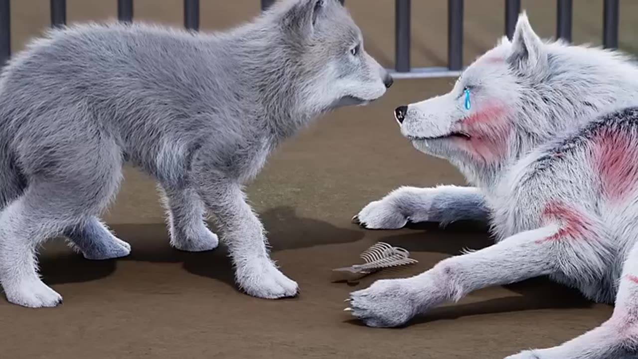 The poor wolf mother sacrificed herself to save her cub... #wolfgame #wolf