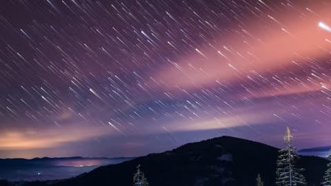 Beautiful time-lapse of a starry sky in the mountains