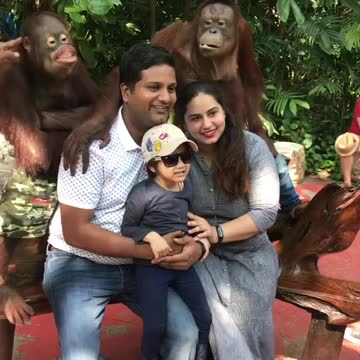 Monkey making the lady uncomfortable