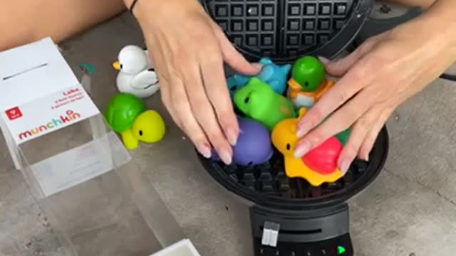 Look what the WAFFLE IRON did to the BATH TOYS!