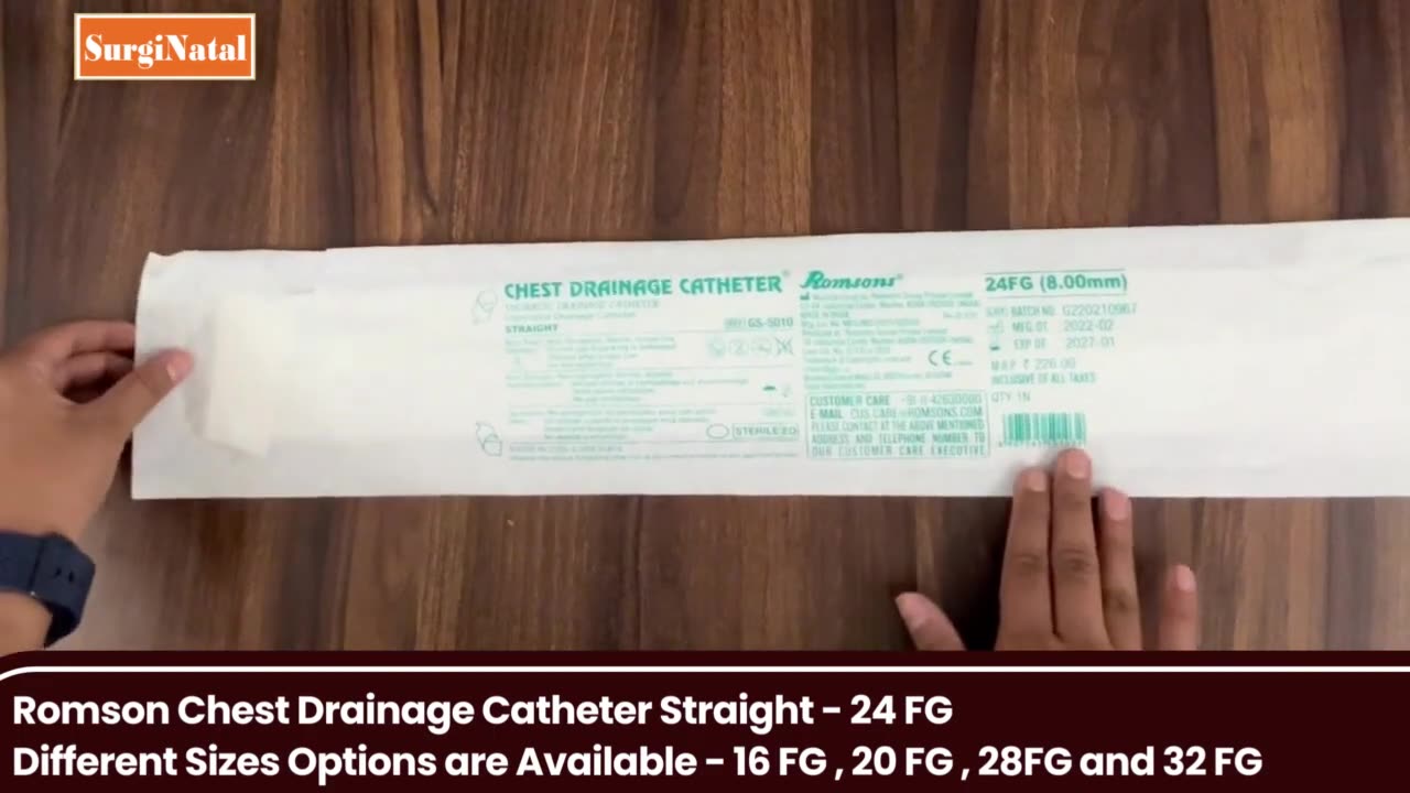 Buy Romson Chest Drainage Catheter Straight - Surginatal