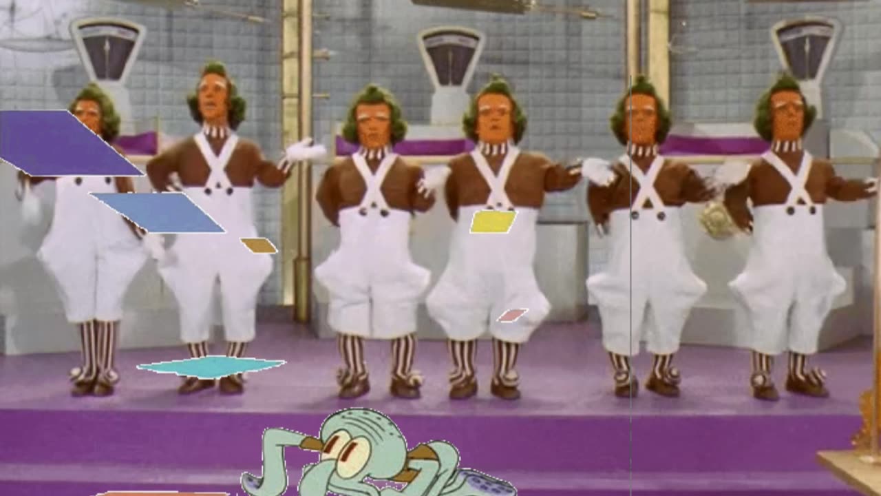 Squidward Is Playing With Tiles In Front Of Oompa Loompas 🕺