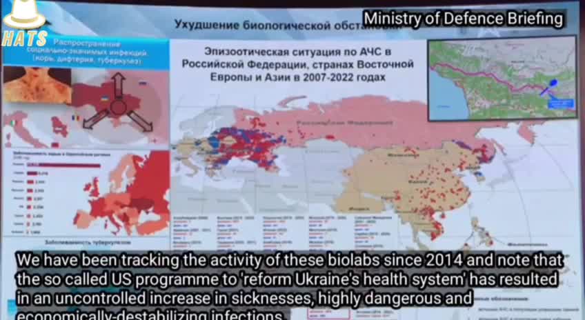 Briefing del Ministero della Difesa Russo sui laboratori biologici finanziati dagli Stati Uniti in Ucraina.