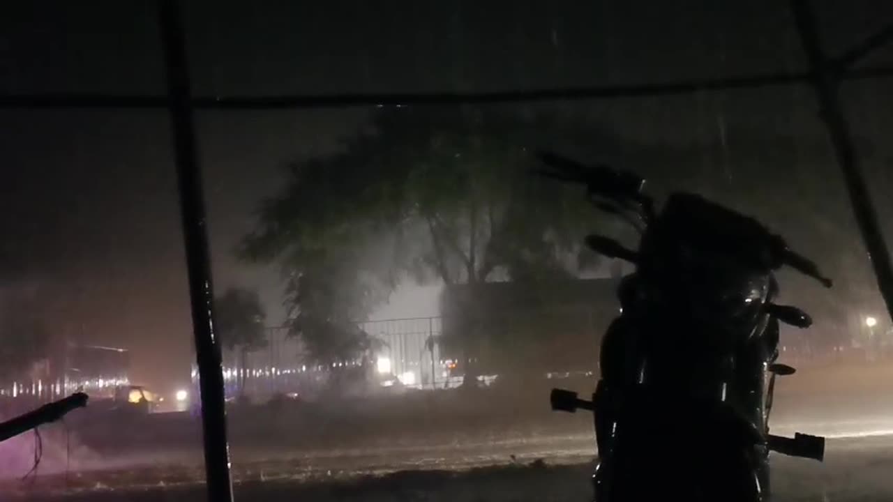 Midnight raining with bike and also with natural sounds..