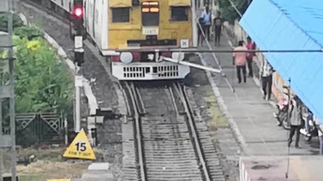 Train Arrives in junction . With Most Beautiful Weather