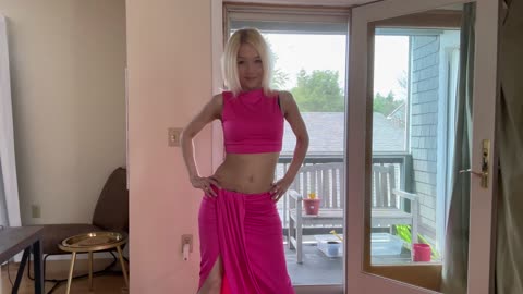 HOT PINK 2 Piece Dress Skirt Set Try On and Modeling