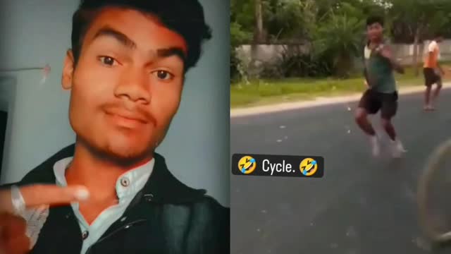 brother fell off the bicycle
