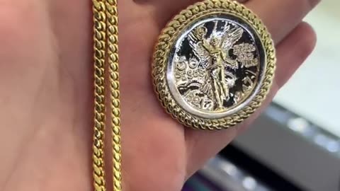 Solid Gold Cuban Link Chain & Replica Centenario Set