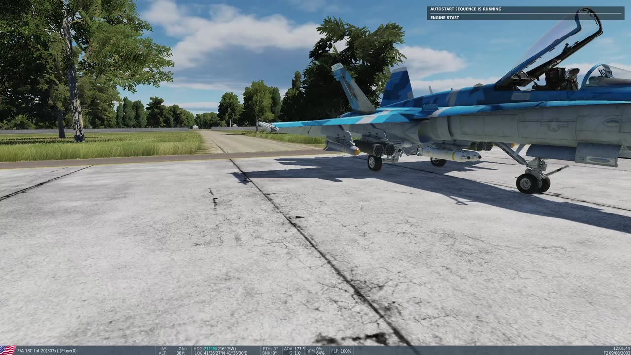 DCS F/A-18C Car Drives Up To Aircraft