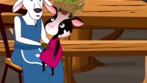 Goat and 9 kids story cartoon