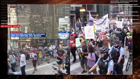 Far-left protesting outside the DNC in Chicago