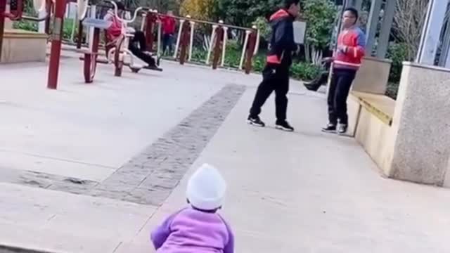 Funny baby reaction