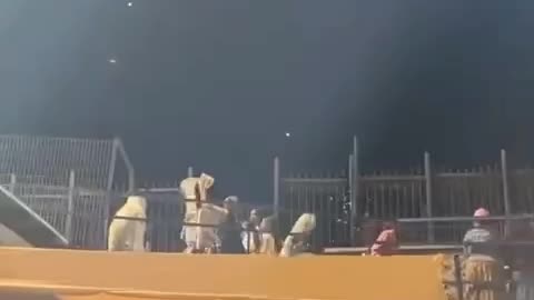 The moment settlers flee to shelters following the rocket barrage