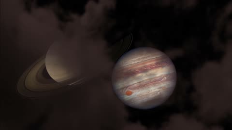 Jupiter and saturn on the night sky