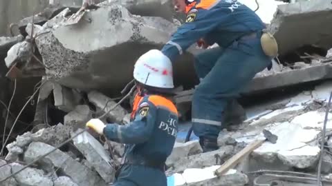 Ukraine War - Concrete structures are being dismantled and rubble is being cleared