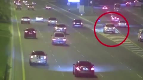 Driver Distracted Hits a Sign Careens Across 4 Lanes of Traffic