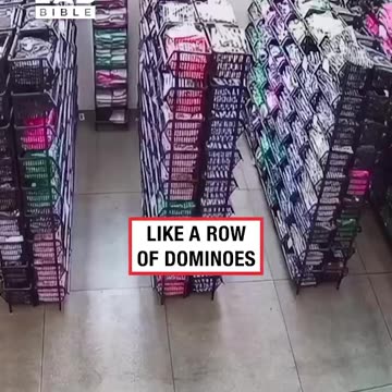 Sliding chair knocks over rows and rows of shelves 🫣