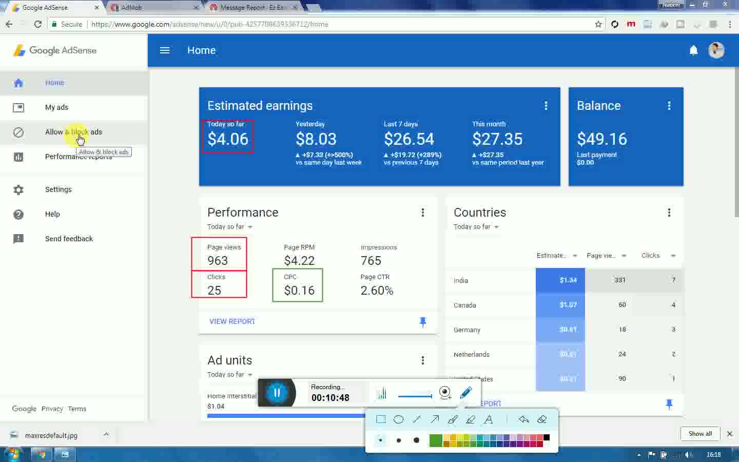 AdMob vs YouTube Comparison based on earning per 1000 Views