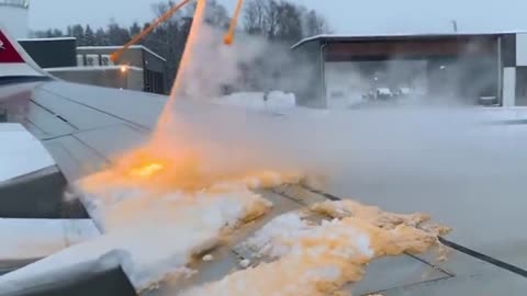 Removing ice from a plane wing