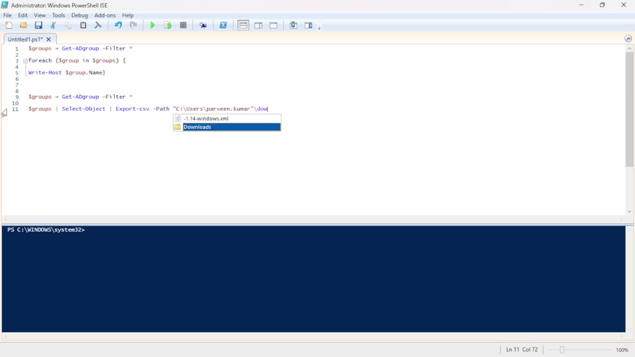 Export Active Directory Group Names to CSV