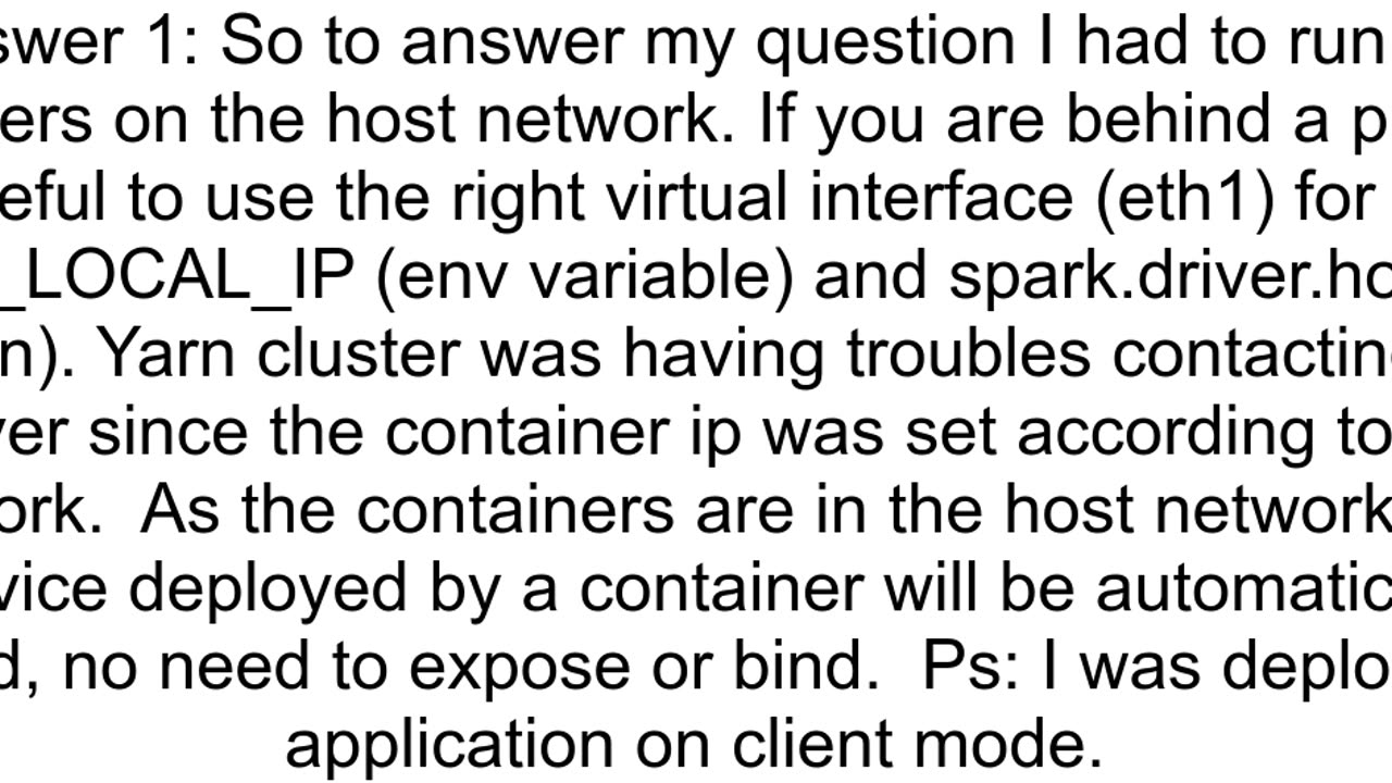 Sending sparksubmit inside a docker container to a YARN cluster