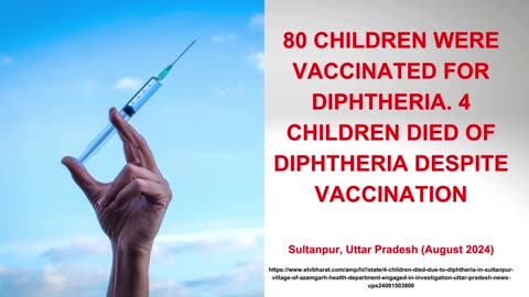 4 CHILDREN DIED OF DIPHTHERIA DESPITE VACCINATION