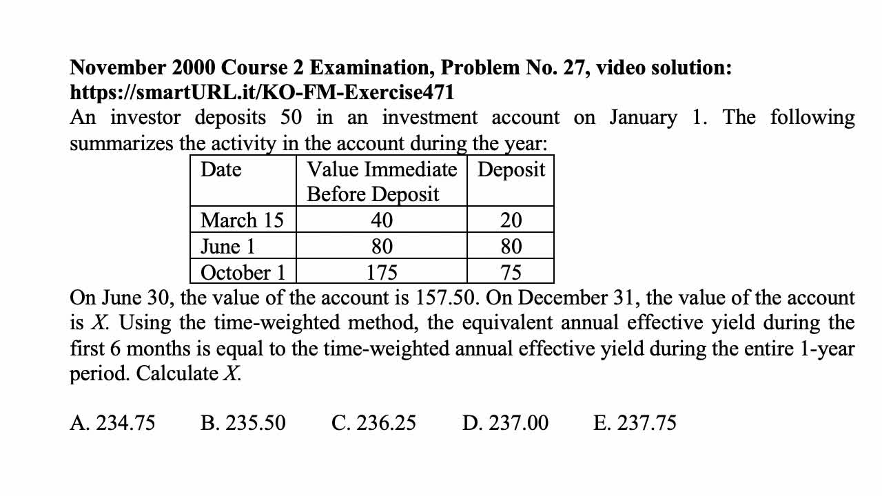 Exam FM exercise for February 17, 2022