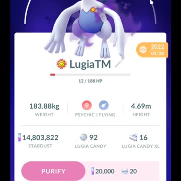 Pokémon GO-Unlocking Shadow Lugia's Second Move