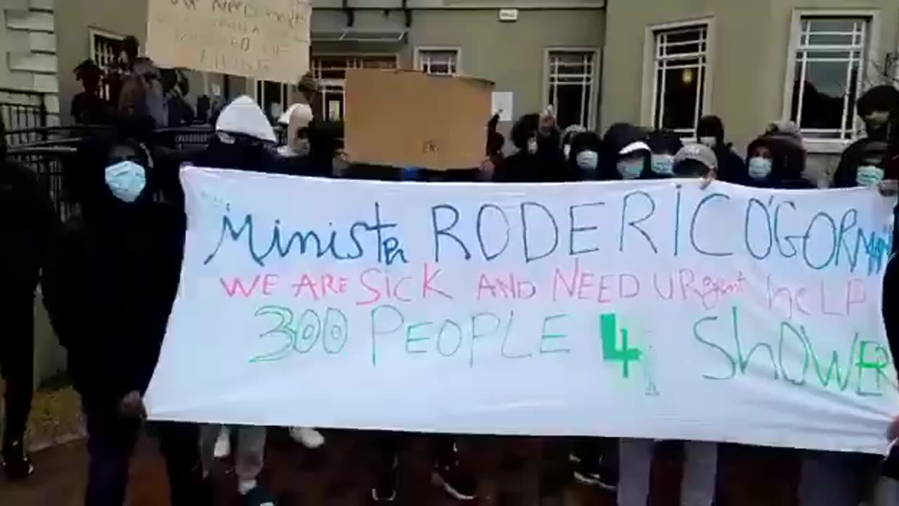 ‘Asylum seekers’ protesting in Wicklow.