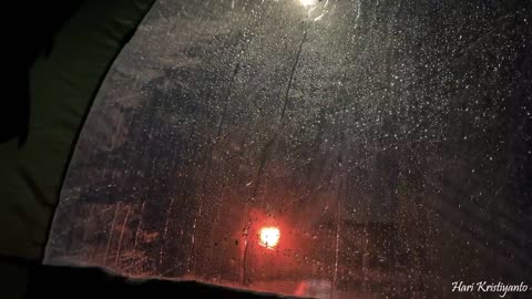 LONG HEAVY RAIN IN GIANT TENT __ NOT SOLO CAMPING IN LONG HEAVY RAIN