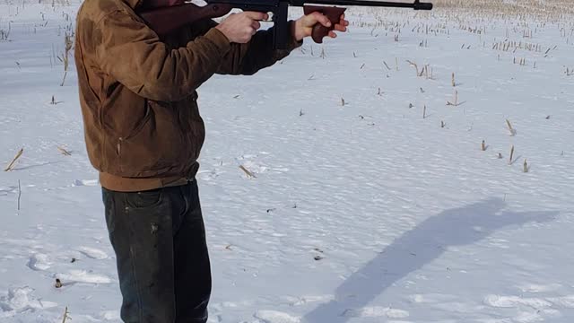 Brian firing the Thompson Gun