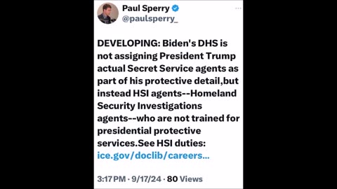 Paul Sperry - No Secret Service Agents for Trump...