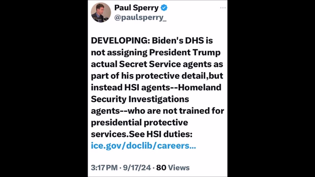 Paul Sperry - No Secret Service Agents for Trump...