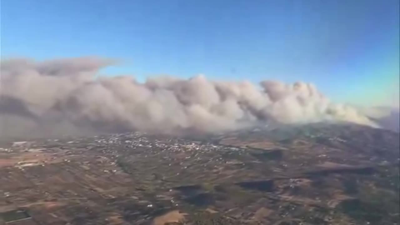 Aerial view of the wildfire in Attica, Greece 8/12/2024