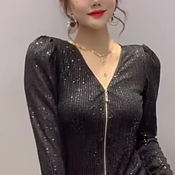 MadBlack Fall Winter European VNeck Zipper Cardigan #womensclothing #womensfashion #cardigan