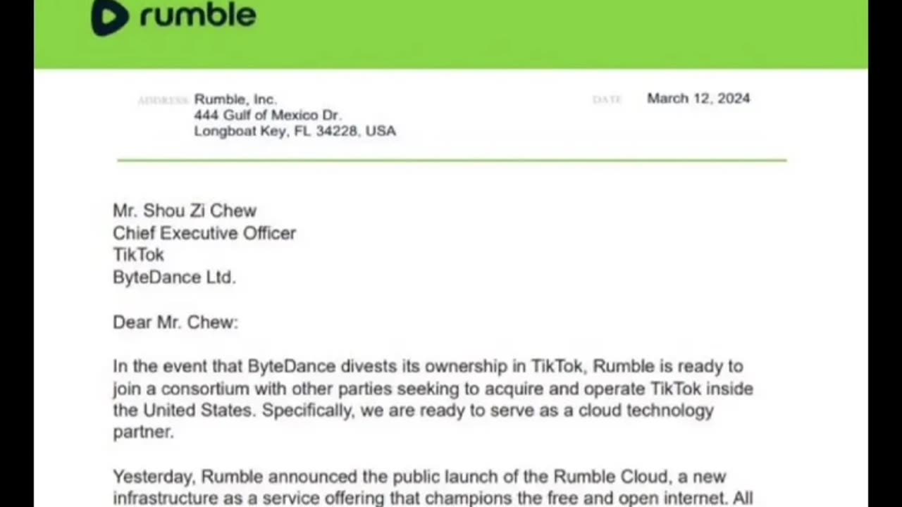 RUMBLE WANTS TO BUY TIKTOK🥳 TO PREVENT THE CHINESE OWNED APP FROM BEING BANNED IN THE U.S.