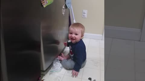 Funny Baby Discovers Refrigerator|| Funny Baby and Pet