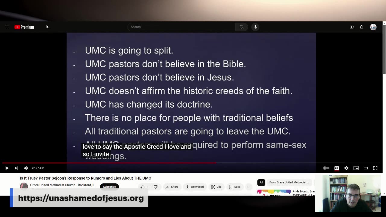 United Methodist Pastor LIES to his congregation- Grace United Methodist Church - Rockford, IL