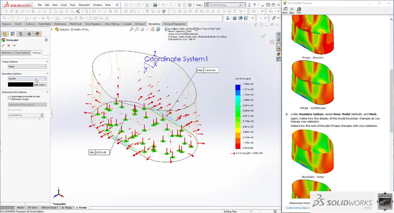 An analysis of a fuel storage tank in Solidworks 2018