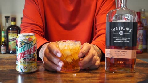 Watkins Spiced Orange Whiskey & Mtn Dew Baja Laguna Lemonade Mango Lemonade