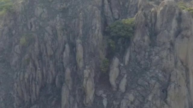 Aerial view of a huge rocky mountain