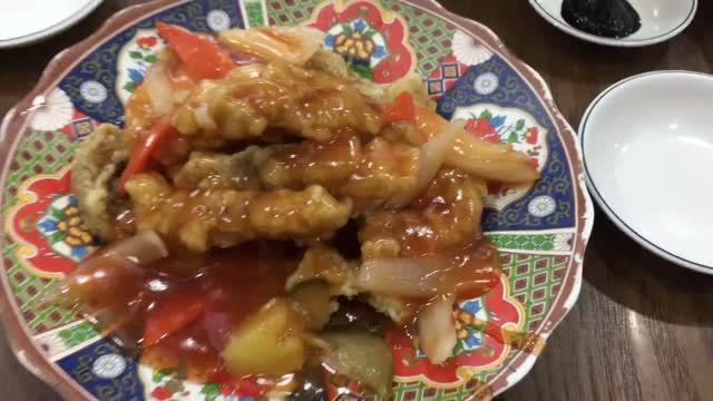 Black-bean-sauce noodles, Sweet and sour pork