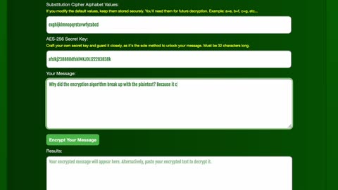 Cipher Text Web App, Strong message encryption web app