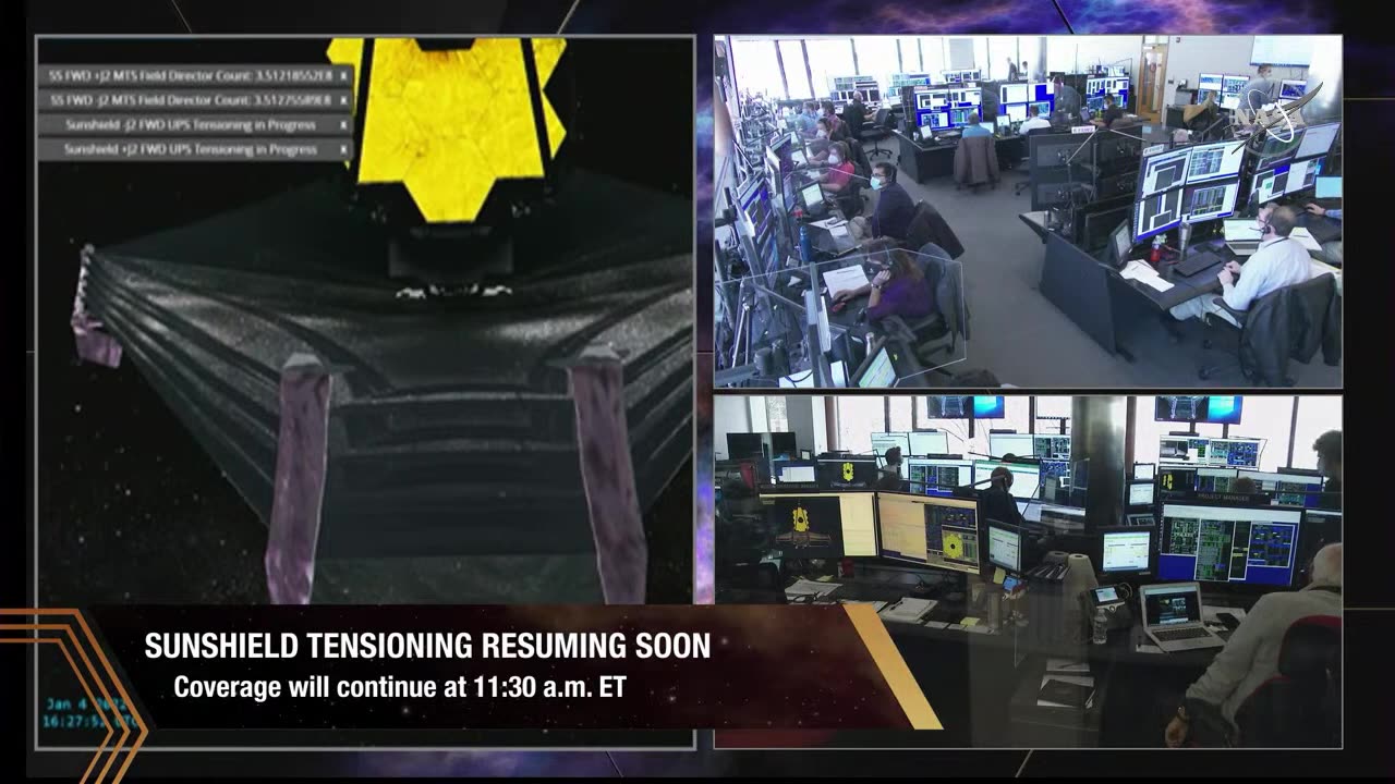 James Webb Space Telescope Sunshield Deployment - Mission Control Live