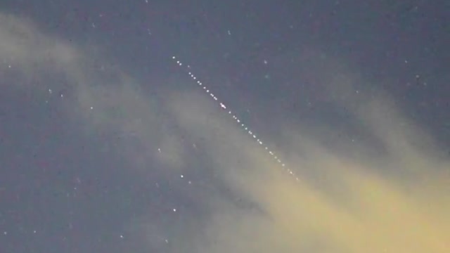 Starlink constellation over Japan